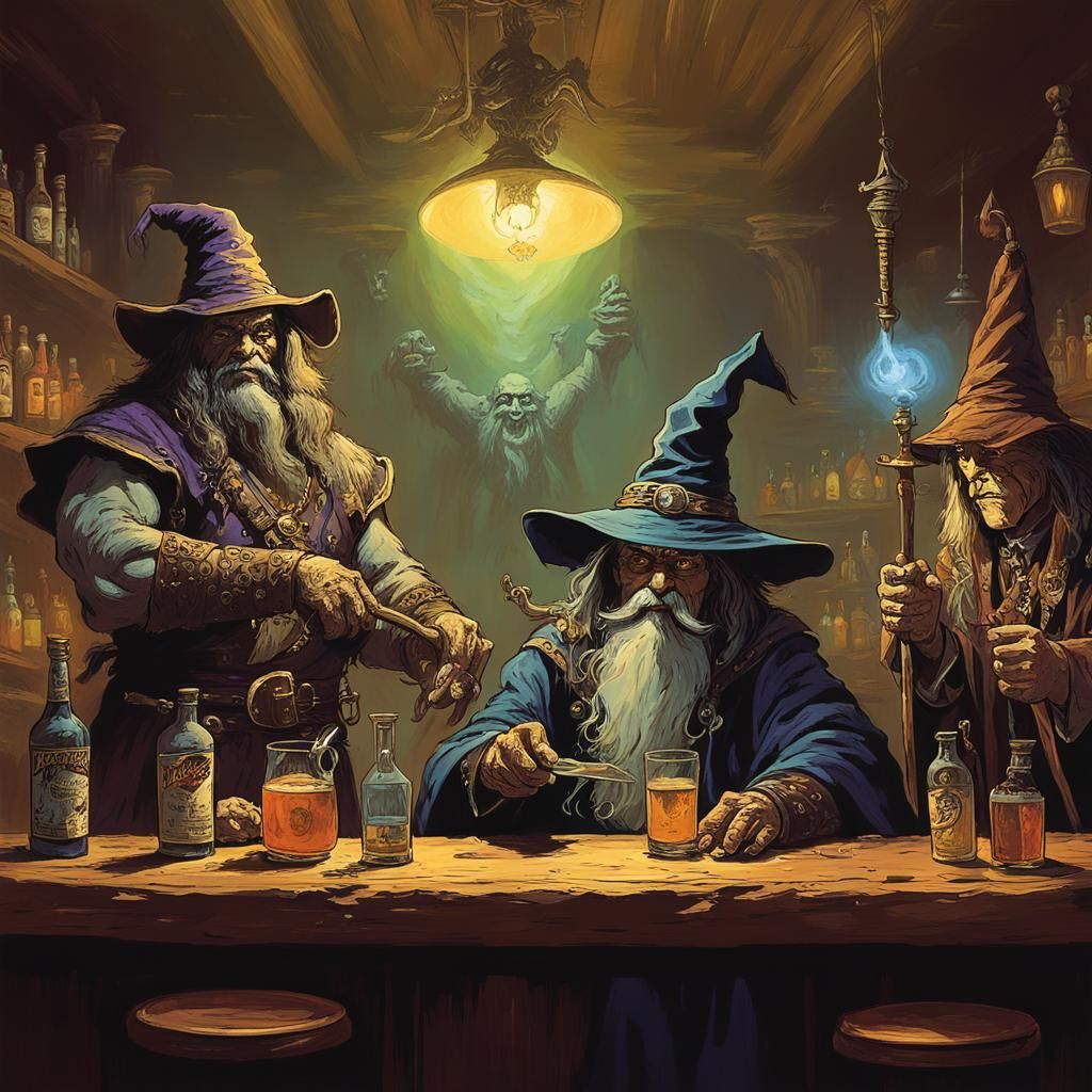 Fantasy Trio Enter Bar, Frazetta Style