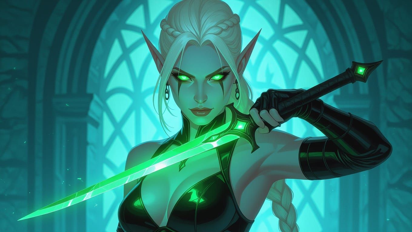 Gothic Blood Elf Assassin Exudes Dark Elegance