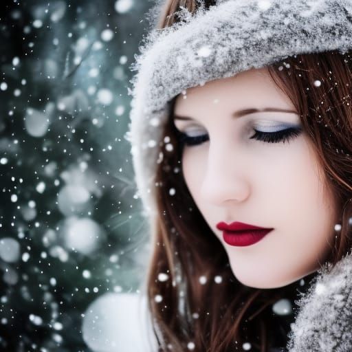Winter Fantasy: Gothic Lady in Falling Snow