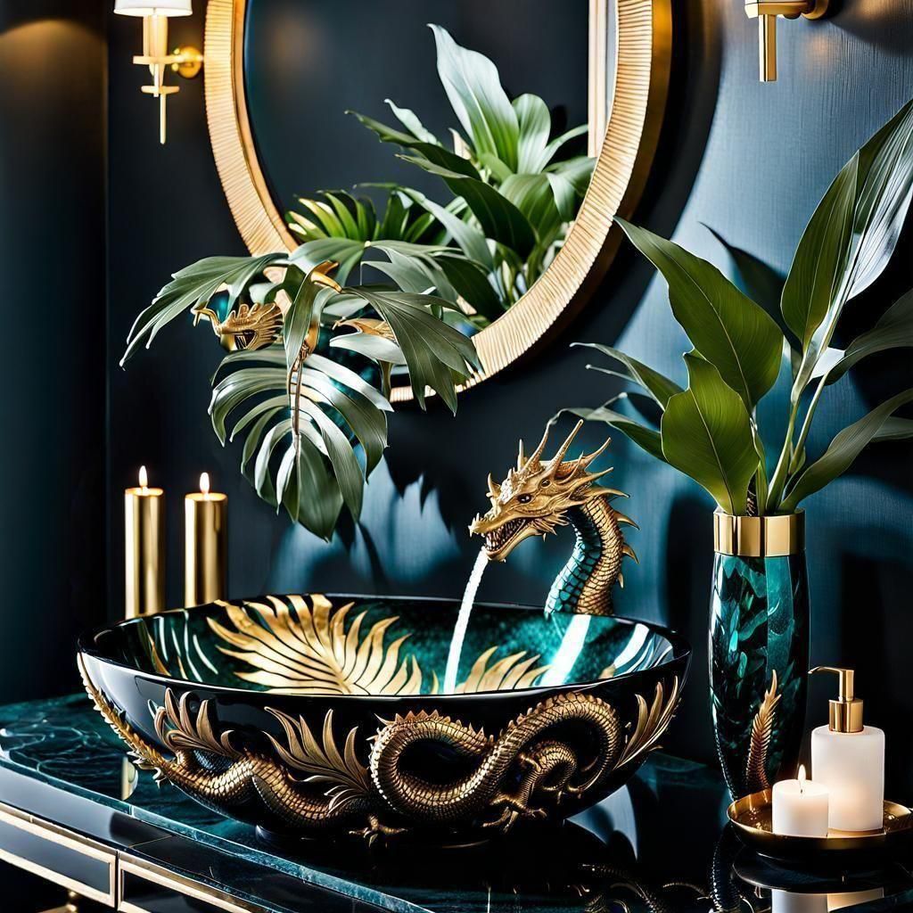 Teal Bathroom Series, High-End Dragon Sink