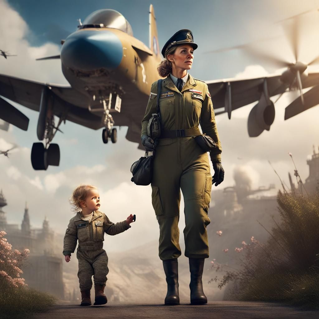 RAF Pilot Returns Home to Family: Matte Painting