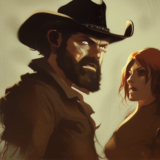 Cowboy and Vampire Cowgirl Couple in Sinister Style