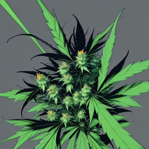 Cannabis Anime Art in Studio Trigger Style