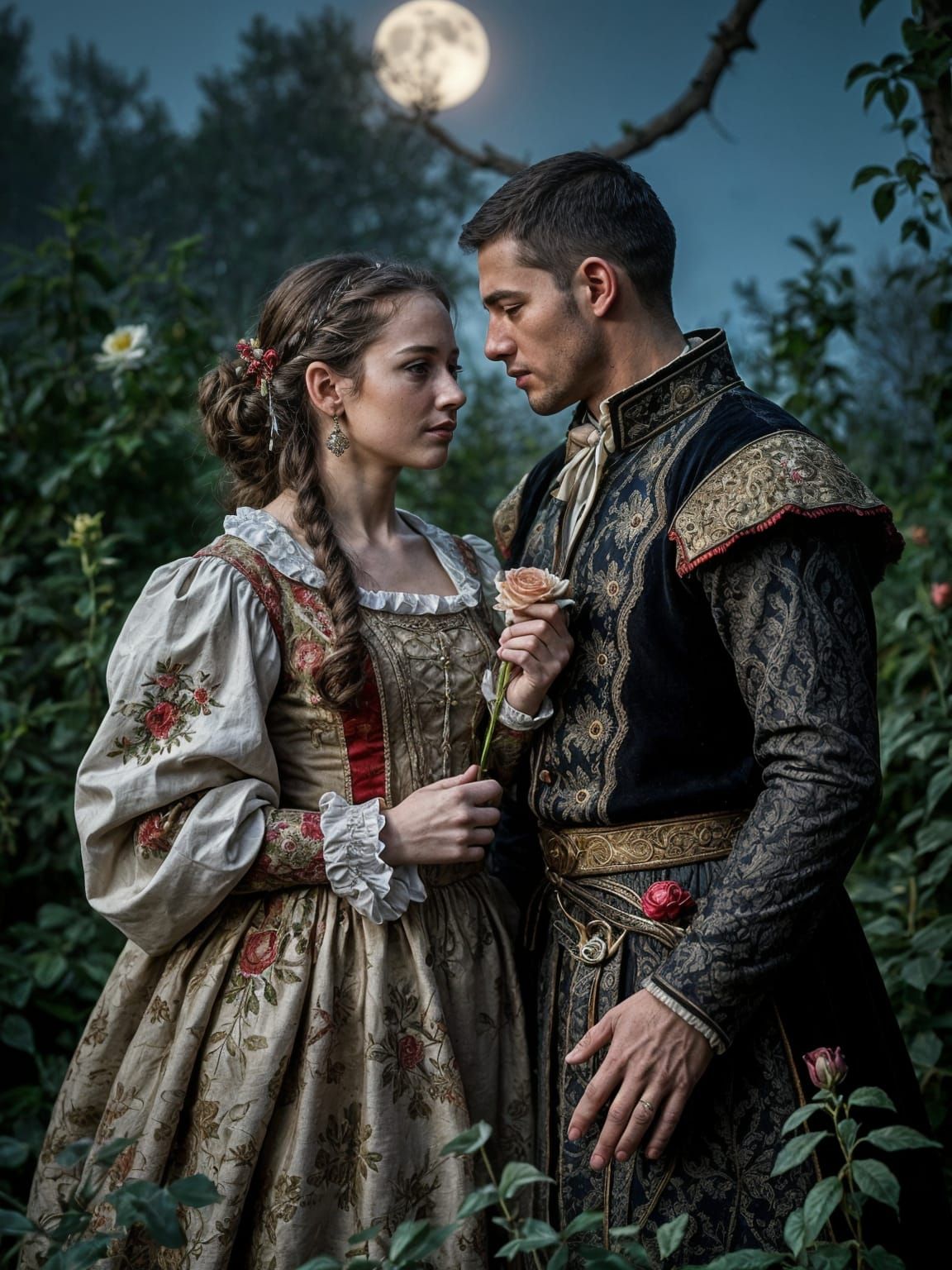 16th Century Couple's Romantic Garden Rendezvous