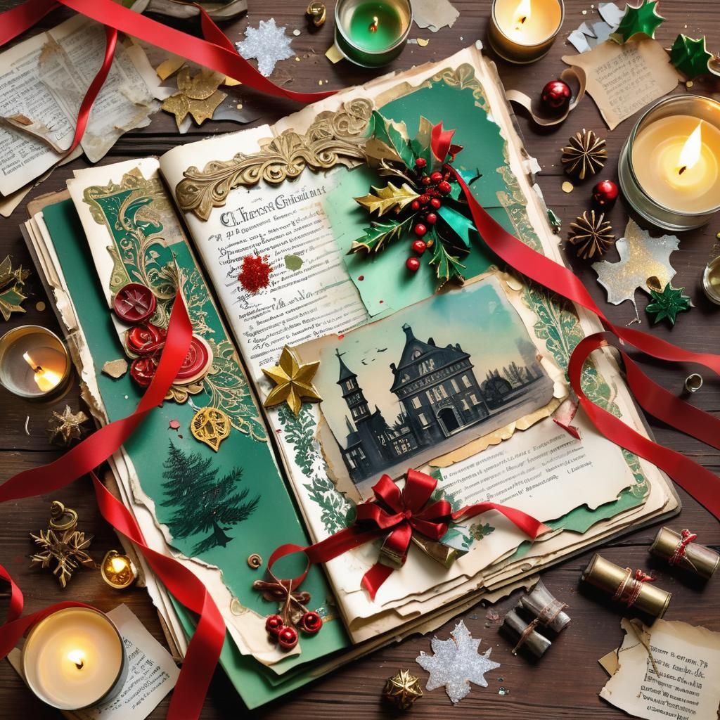 Victorian Christmas Scrapbook Page in Mixed Media