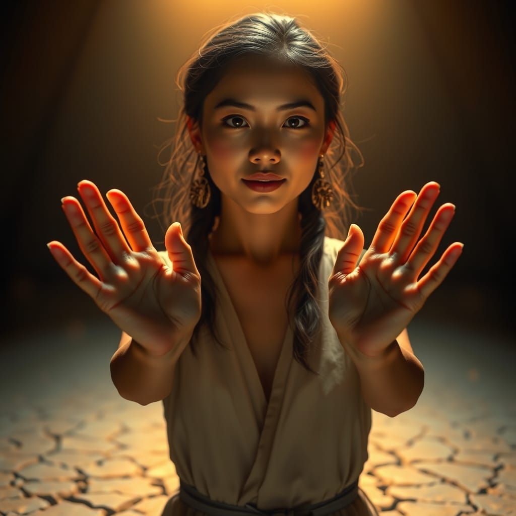 Ethereal Portrait of a Multicultural Woman in Golden Light