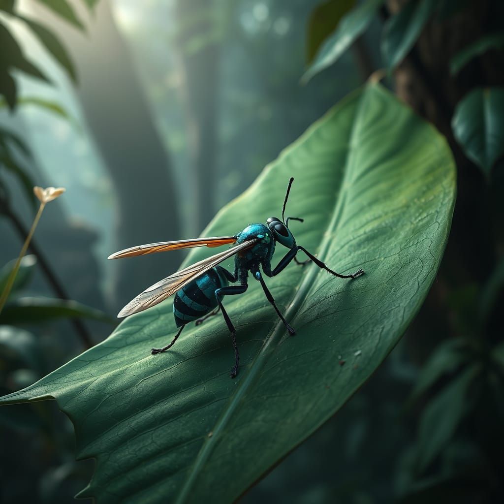 Epic Jungle Wasp in a Majestic Digital Matte Painting