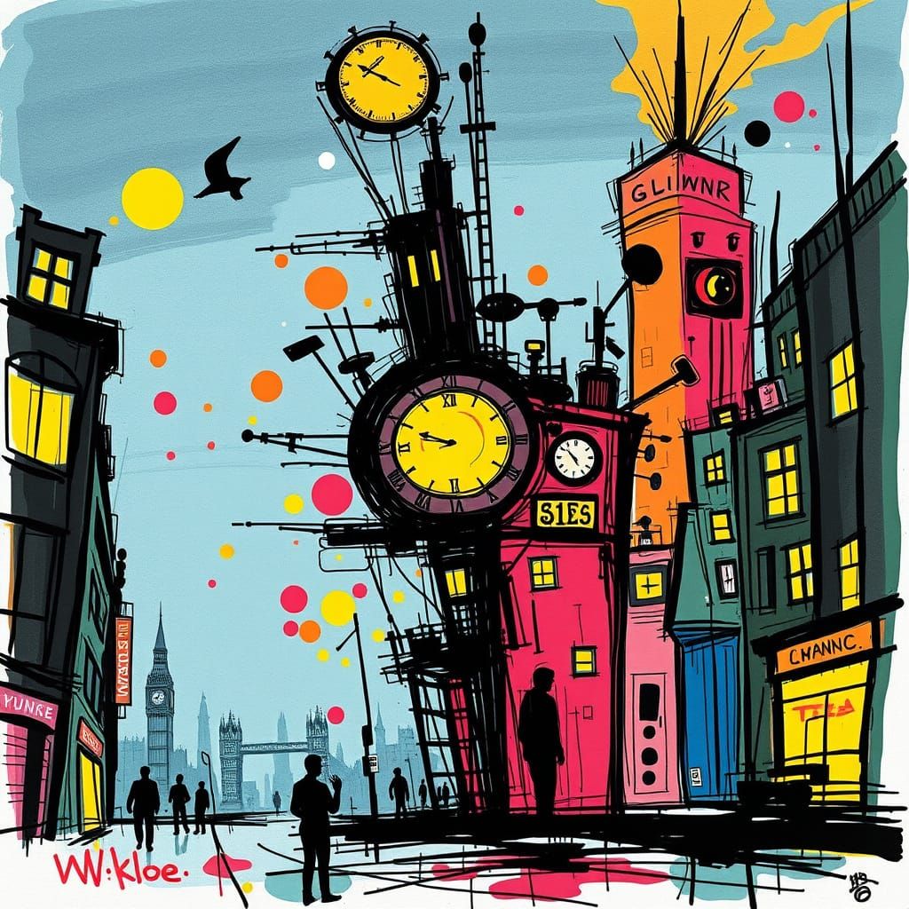 Vibrant London Dawn in Wildstyle Pop Art