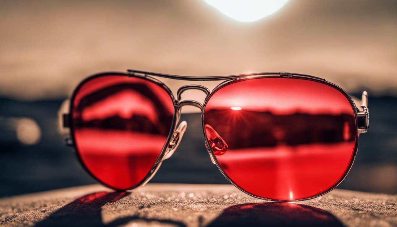Red Pill Reflected in Sunglasses: Hyperrealistic HDR