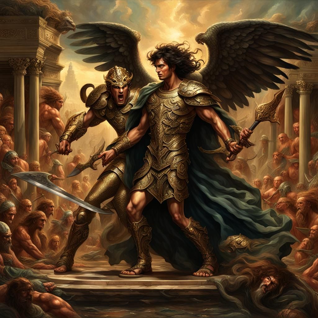 Perseus Confronts Medusa in Detailed Matte Painting