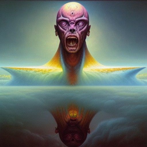 Celestial Muscular Figure in Hyperreal Digital Art