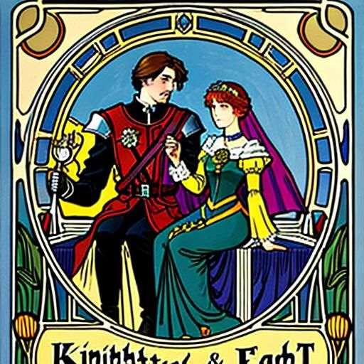 Knight and Lady Fair in Art Nouveau Style