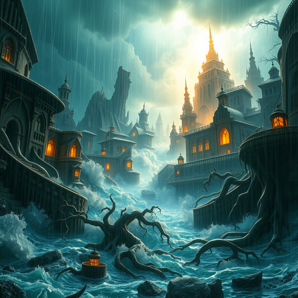 Flash Flood Sweeping Through Ancient City