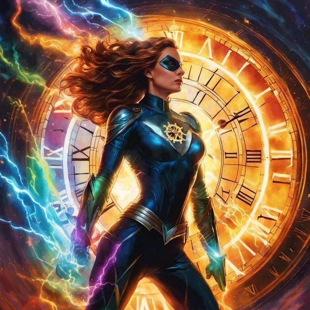 Time-Traveling Superhero Woman Summoning Electrical Power