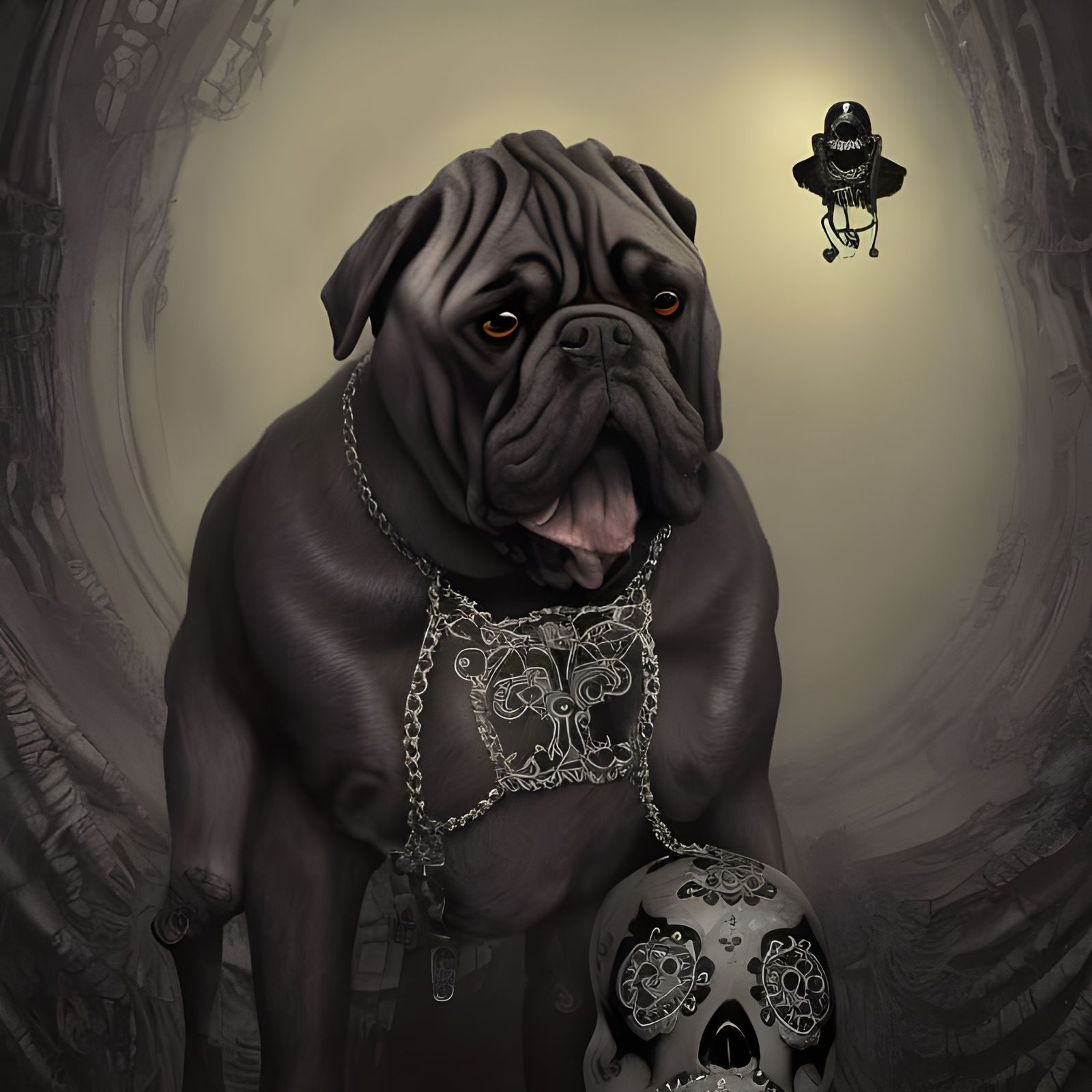 Sugar Skull Mastiffs with Santa Muerte: Pixar-Style 3D Art