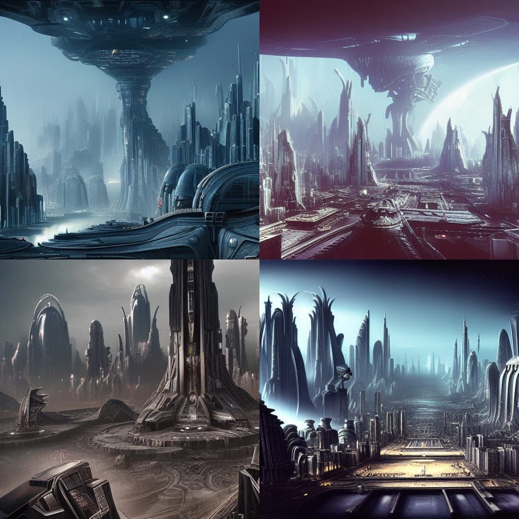Epic Alien City Digital Matte Painting