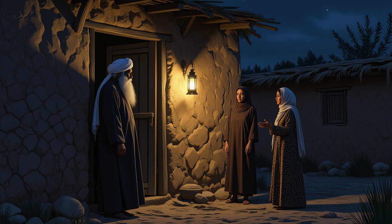 Sorrowful Village Chief in Hyperrealistic Style