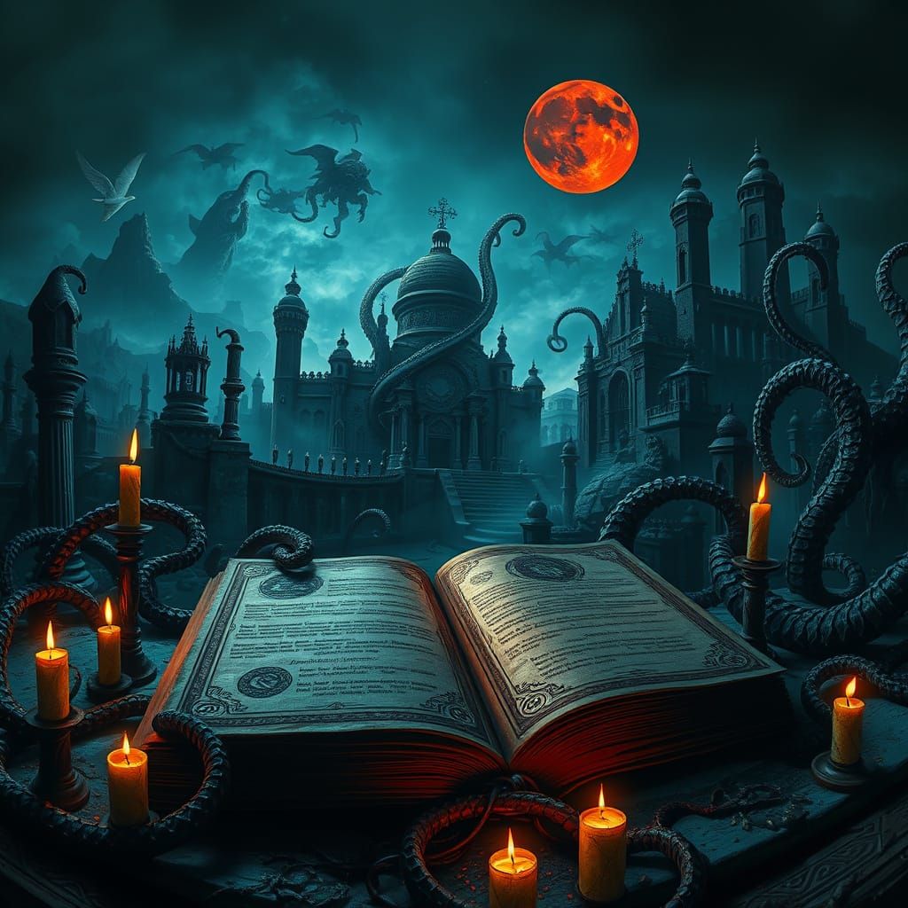 Lovecraftian Cosmic Horror Album Cover: Prayer to the Dark L...