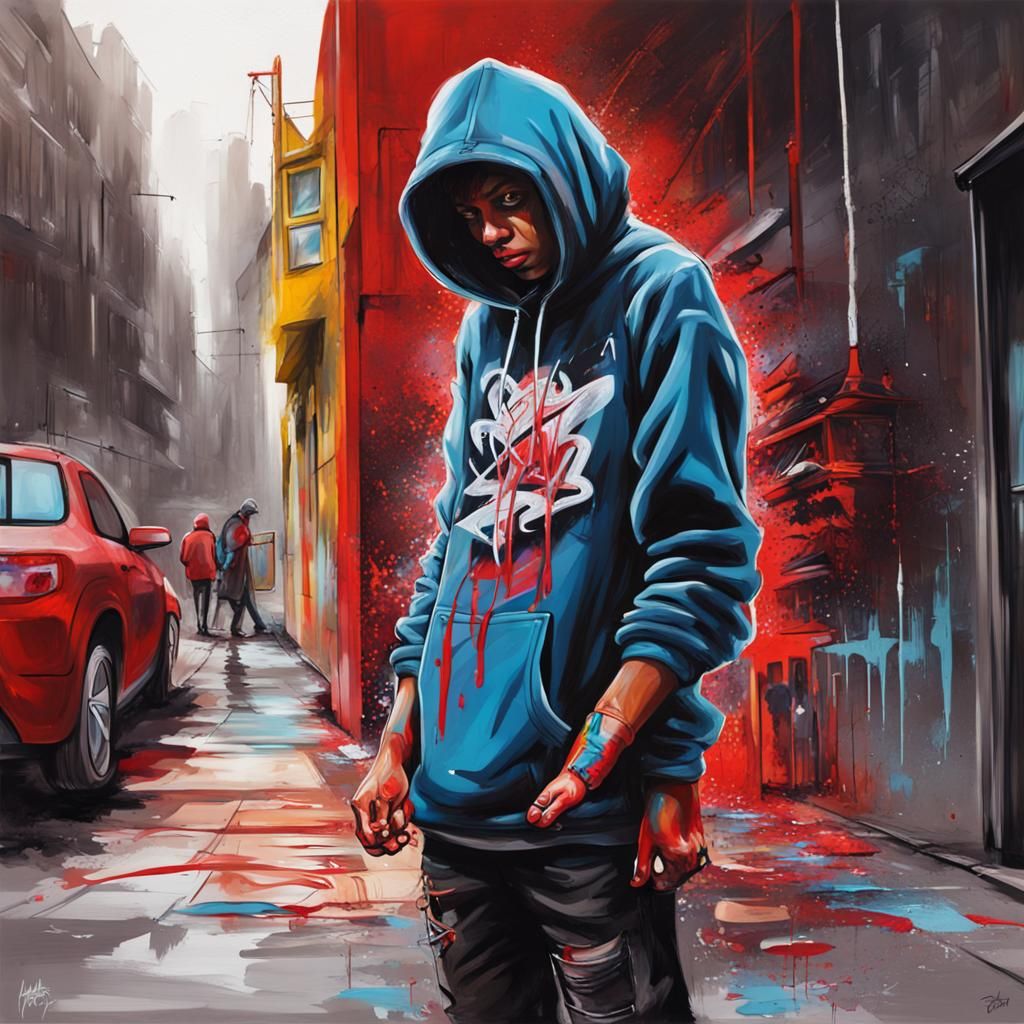 Eshay in Graffiti Art Style on Street