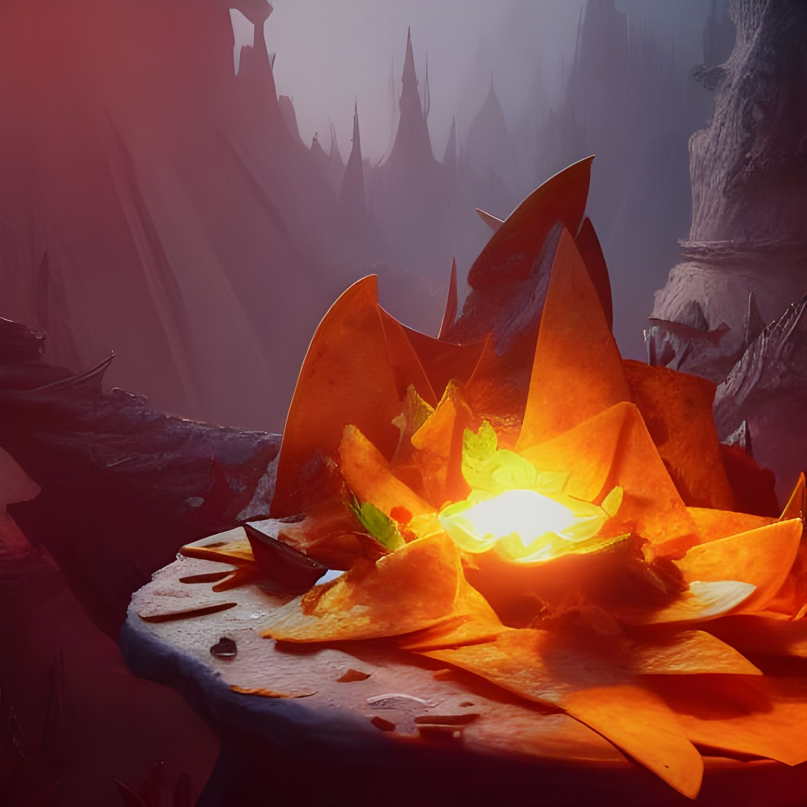 Detailed Matte Painting of Fantastical Nachos