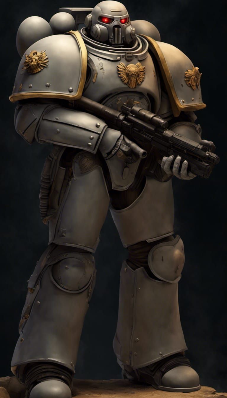 Grey Space Marine in Detailed Matte Painting