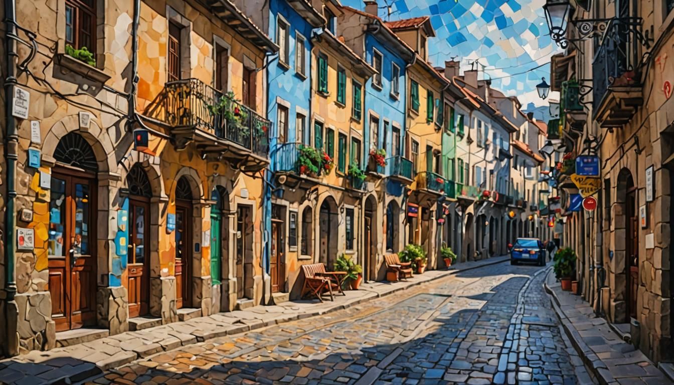 Viana Streets in 1600s: Neo-Impressionist Photography