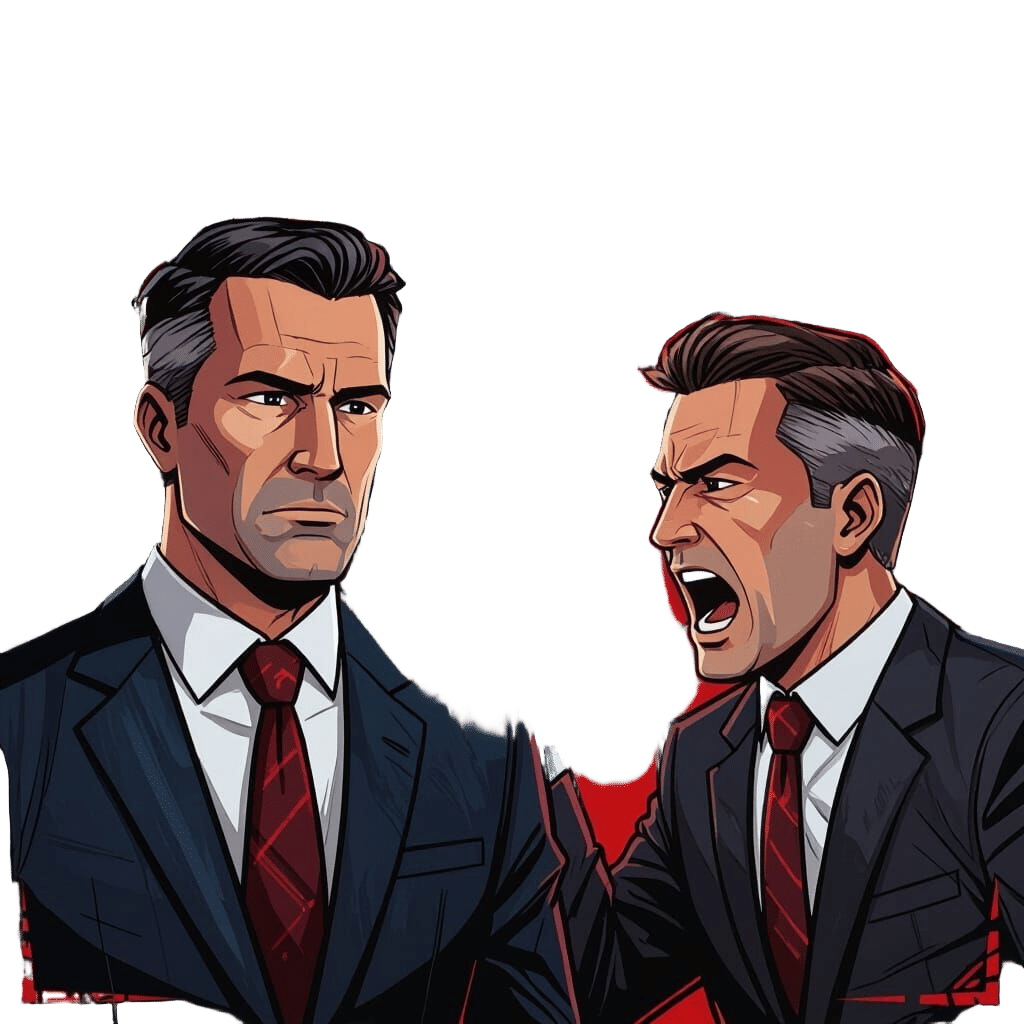 Calm Man Confronts Angry Man, Digital Art
