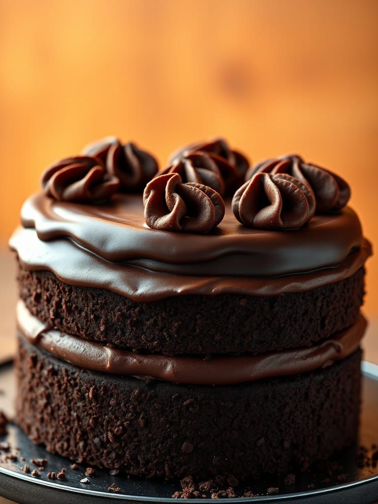 Rich Deep Chocolate Layer Cake with Fluffy Curls
