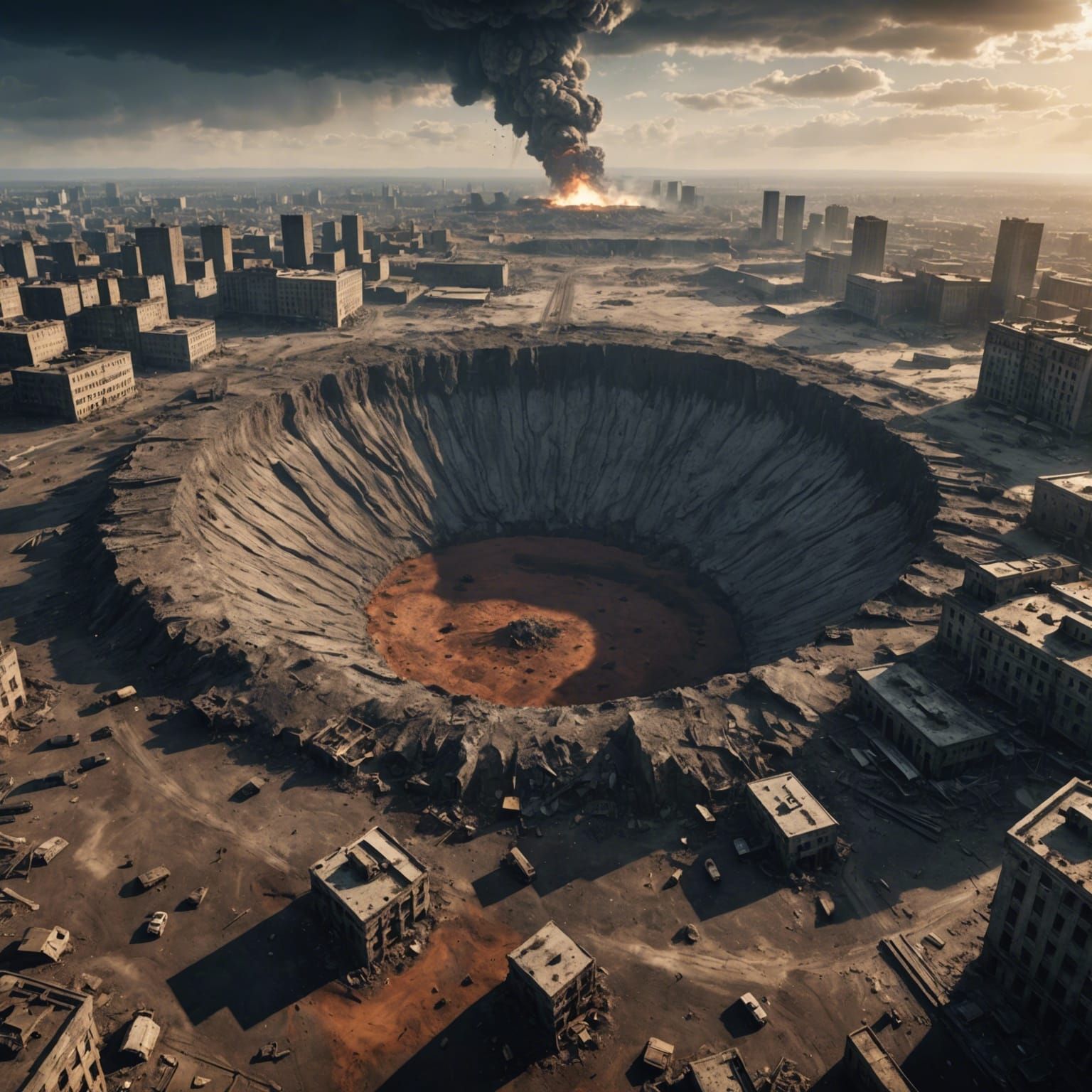 Post-Apocalyptic Meteor Crater Explosion