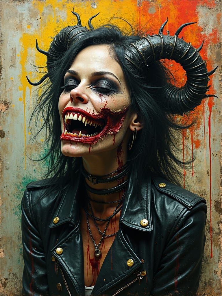 Macabre Demoness in Twisted Leather Armor