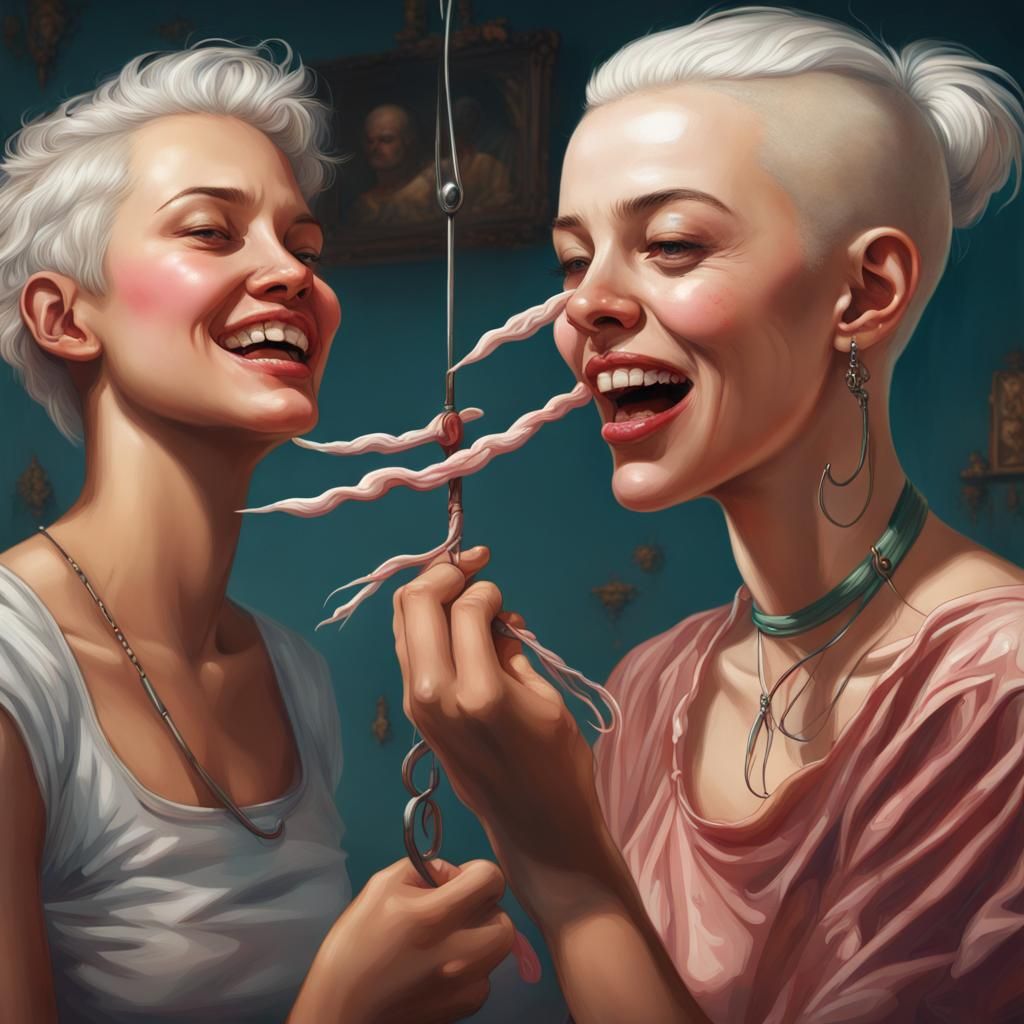 Disturbing Hyperrealistic Scene with Woman on Meat Hook