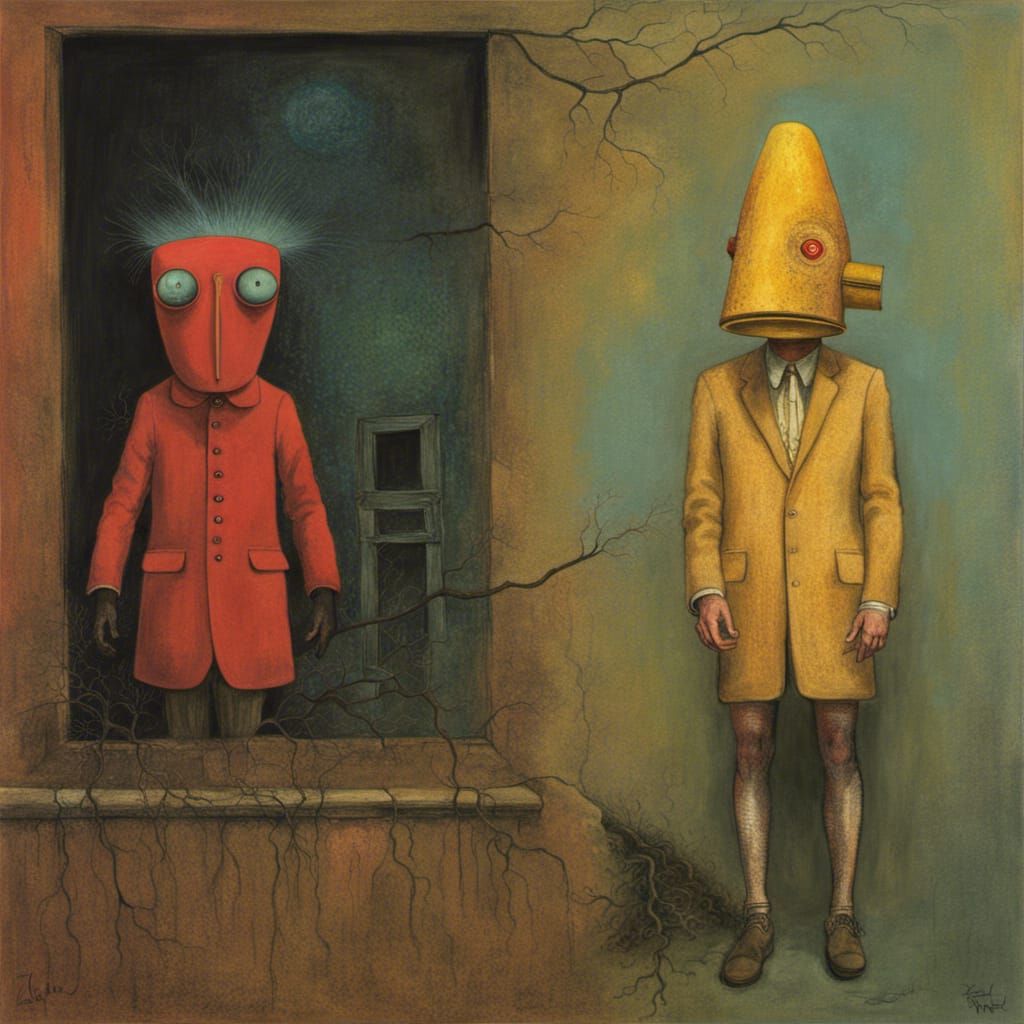 Surreal Fish Head Shatters Window, Inspired by Masters