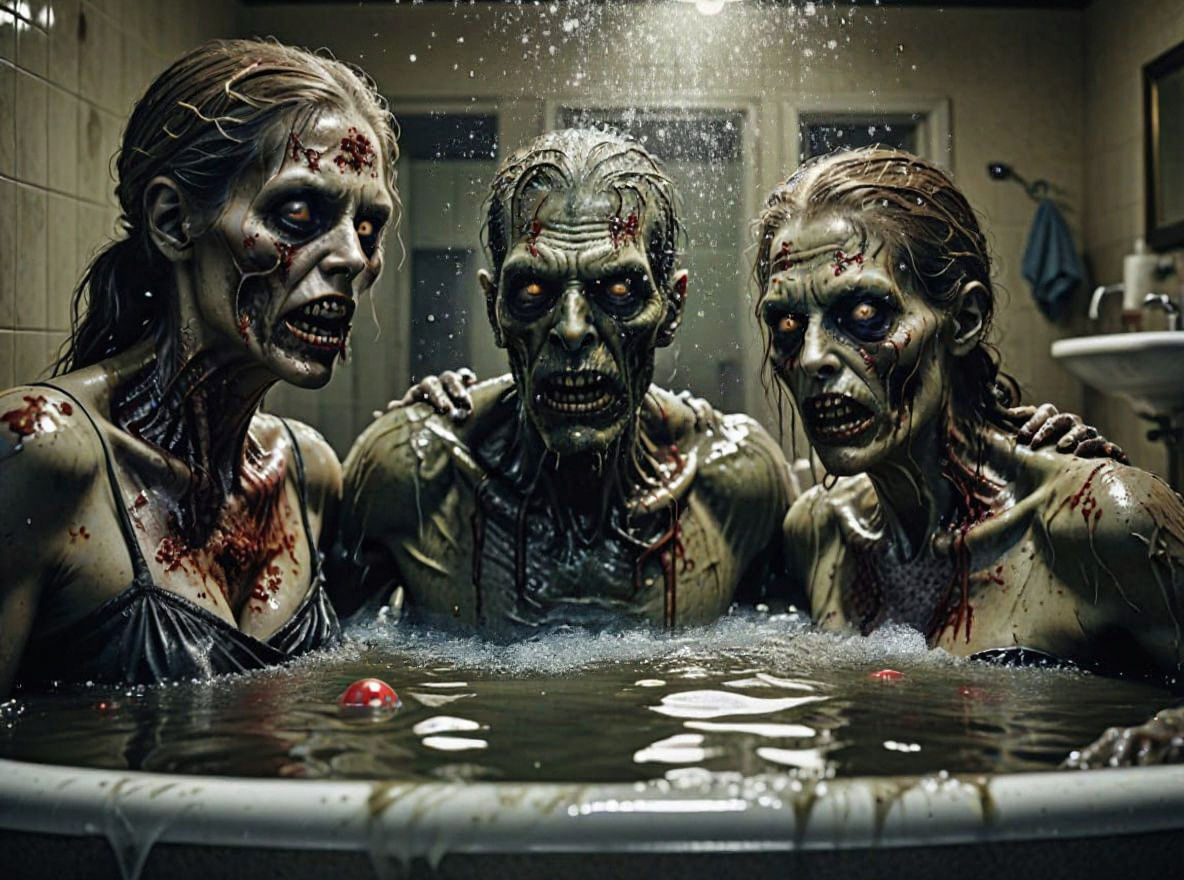 Zombies Relaxing in a Bubble Bath: Hyperrealistic Horror