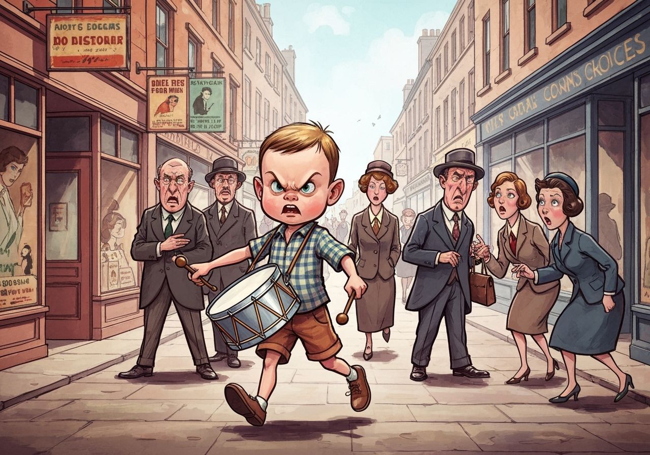 Boy with Drum in 1920s Street Cartoon Style