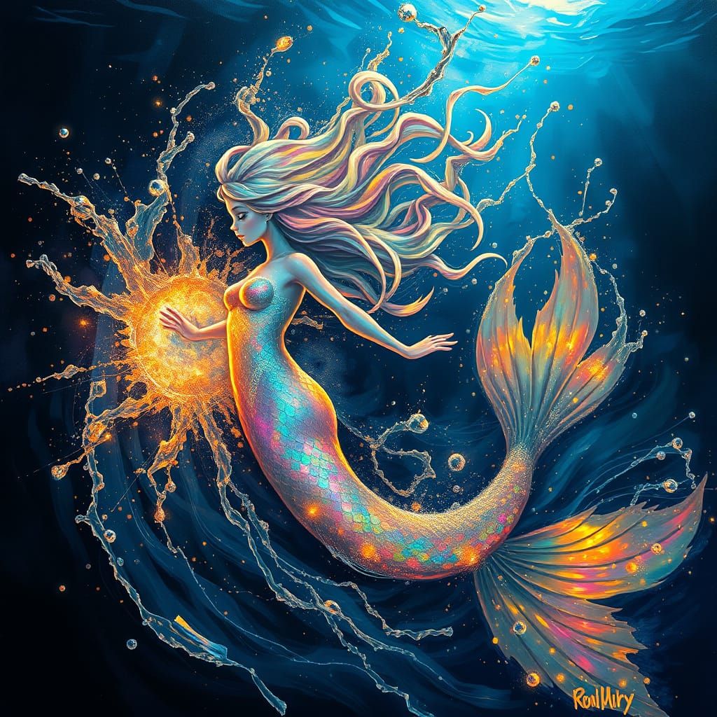 Ethereal Mermaid Dazzles in Vibrant Oceanic Hues, Inspired b...
