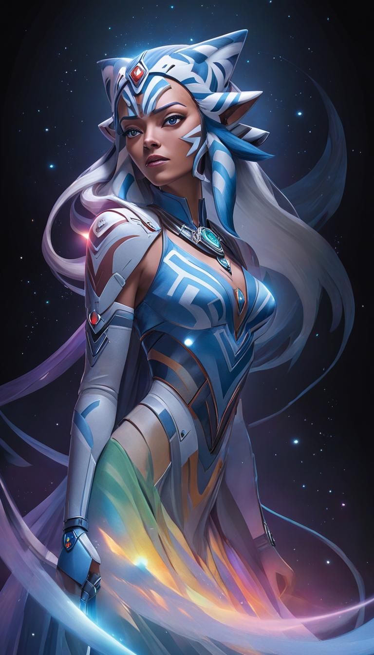 Ahsoka as Goddess in Astral Cosmic Illustration