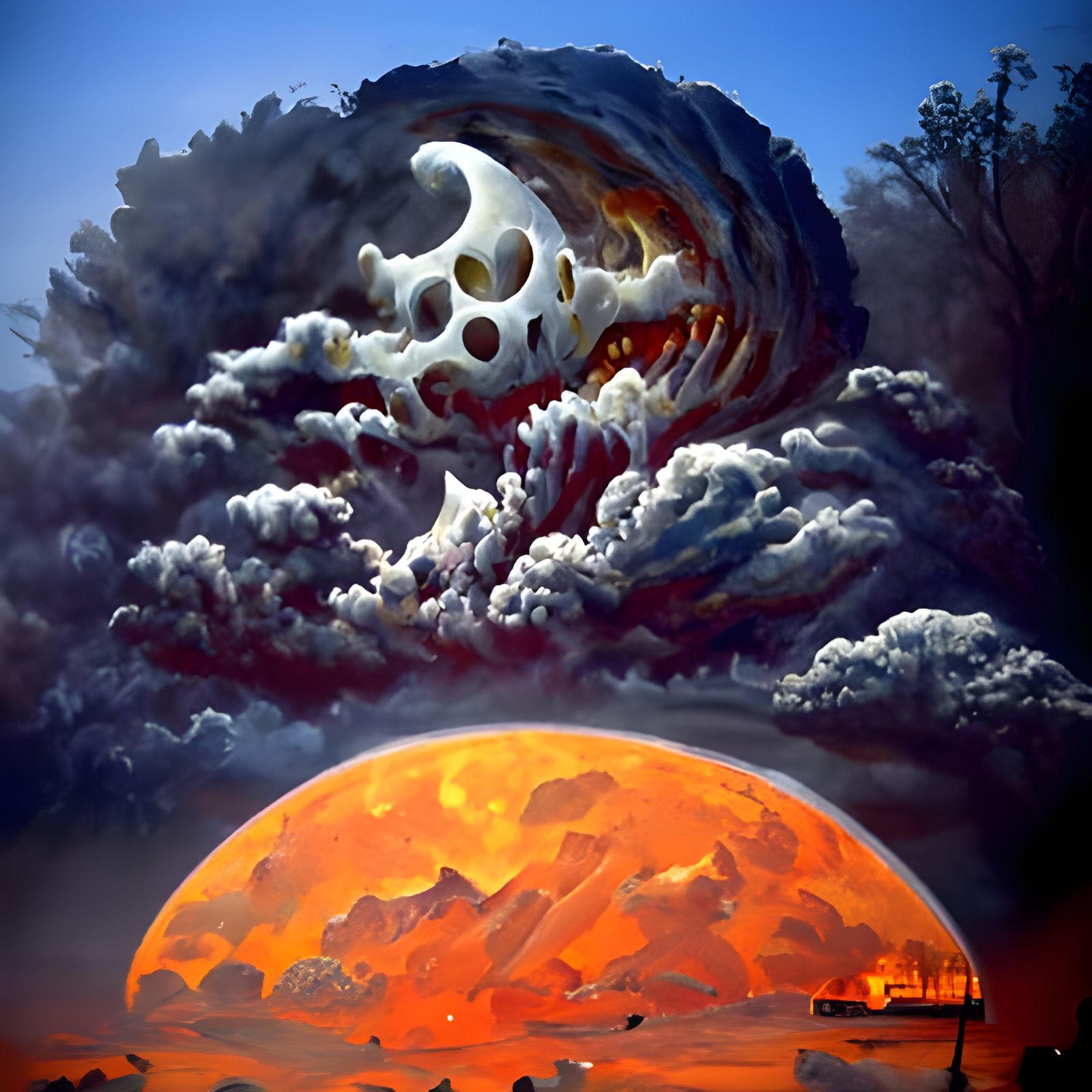 Apocalyptic Moonrise in Oil Painting Style