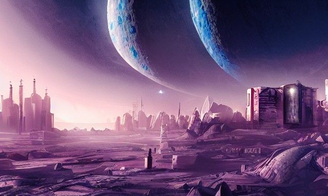 Futuristic City on Jupiter Moon, Expressionist Digital Art