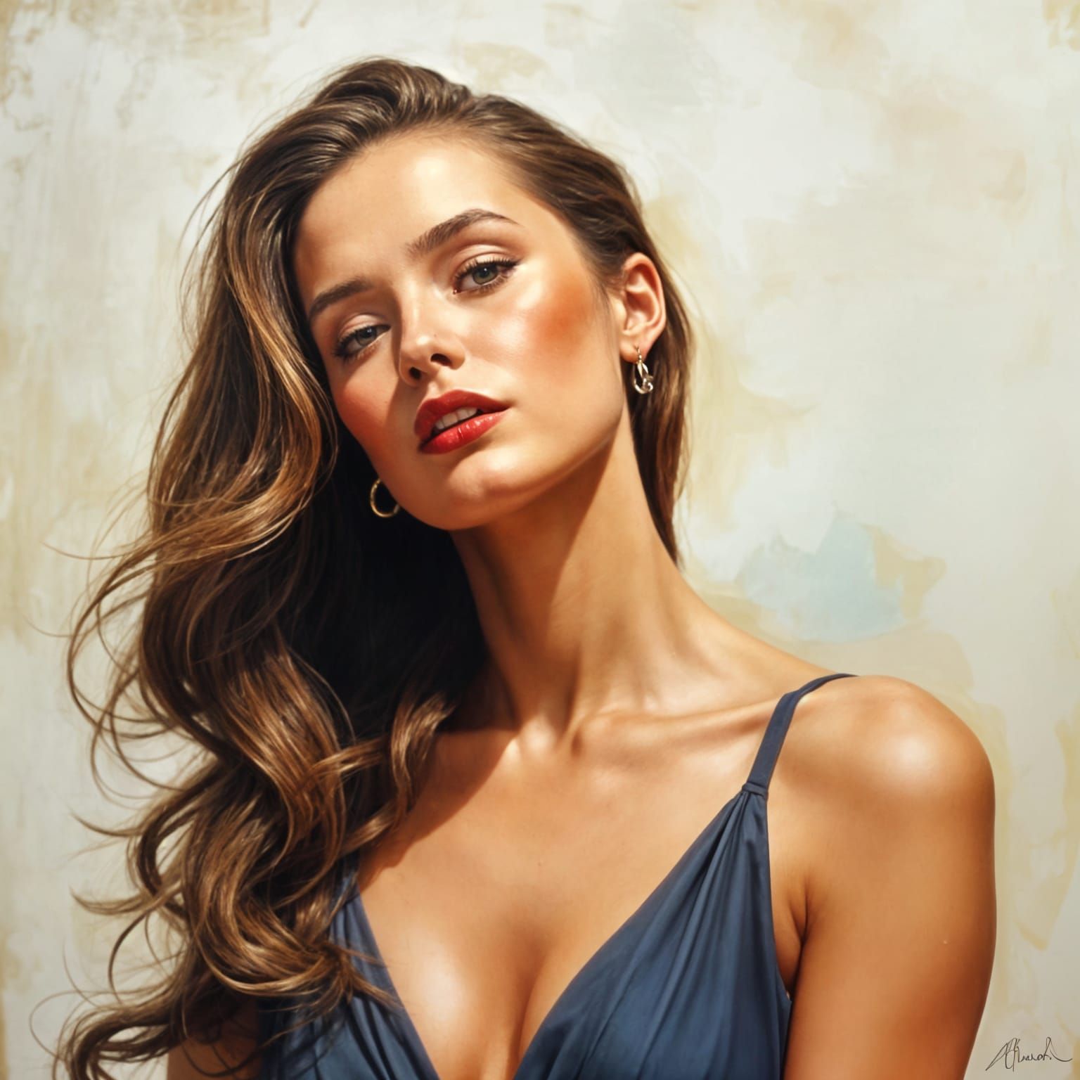 Elegant Woman Portrait in Photographic Style