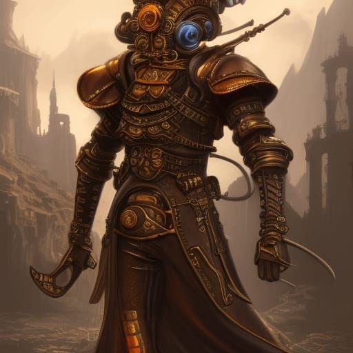 Steampunk Knight in Detailed Matte Painting