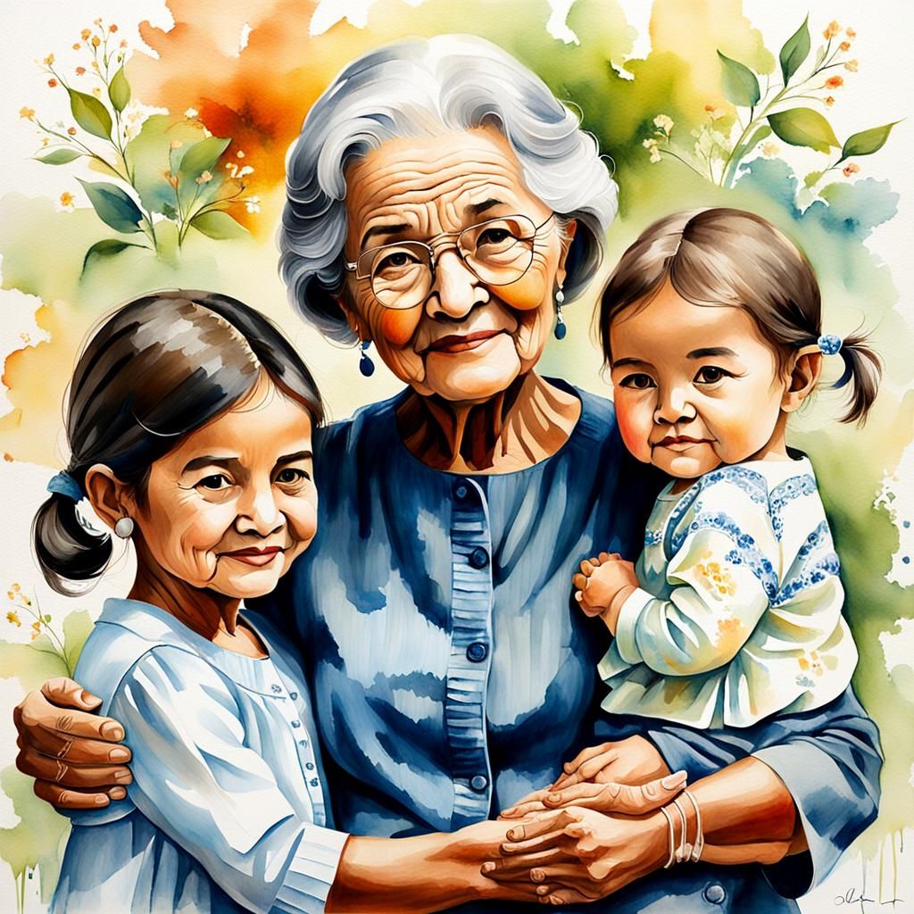 Generational Portrait in Oil and Watercolor