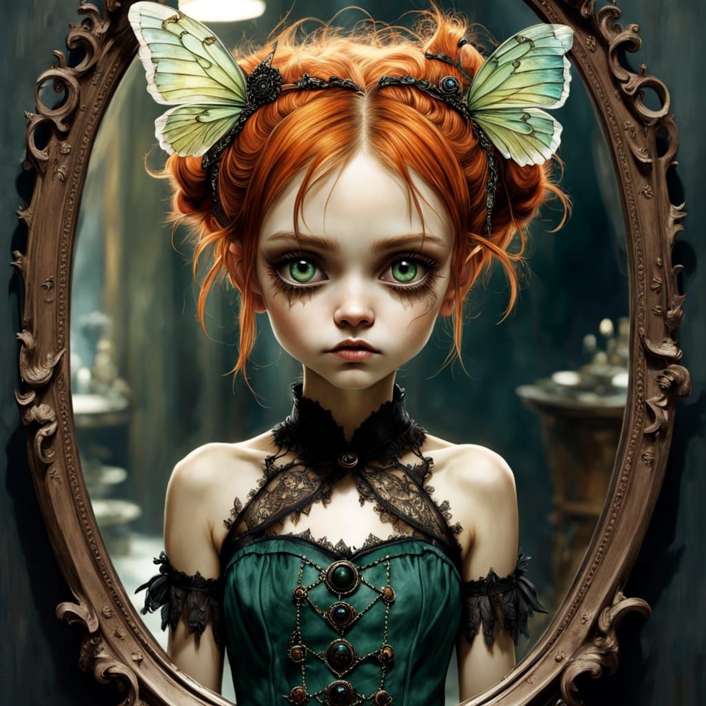 belle petite fée punky, corps entier  espiègle grands yeux V...