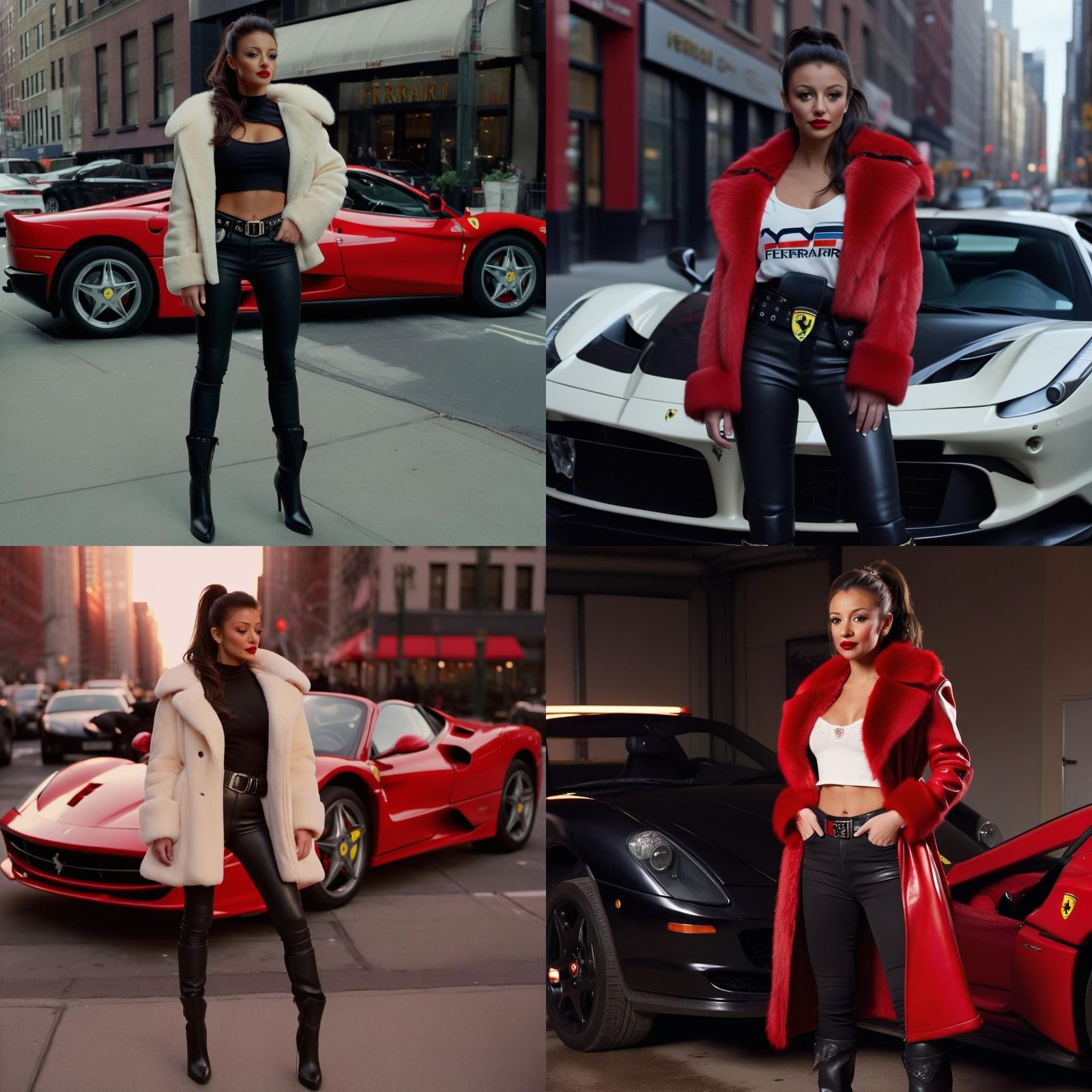 Woman with Ferrari in New York: Cinematic Film Still