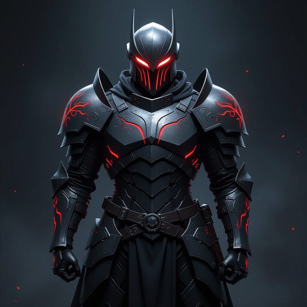 Menacing Dark Knight in Anime-Inspired Concept Art