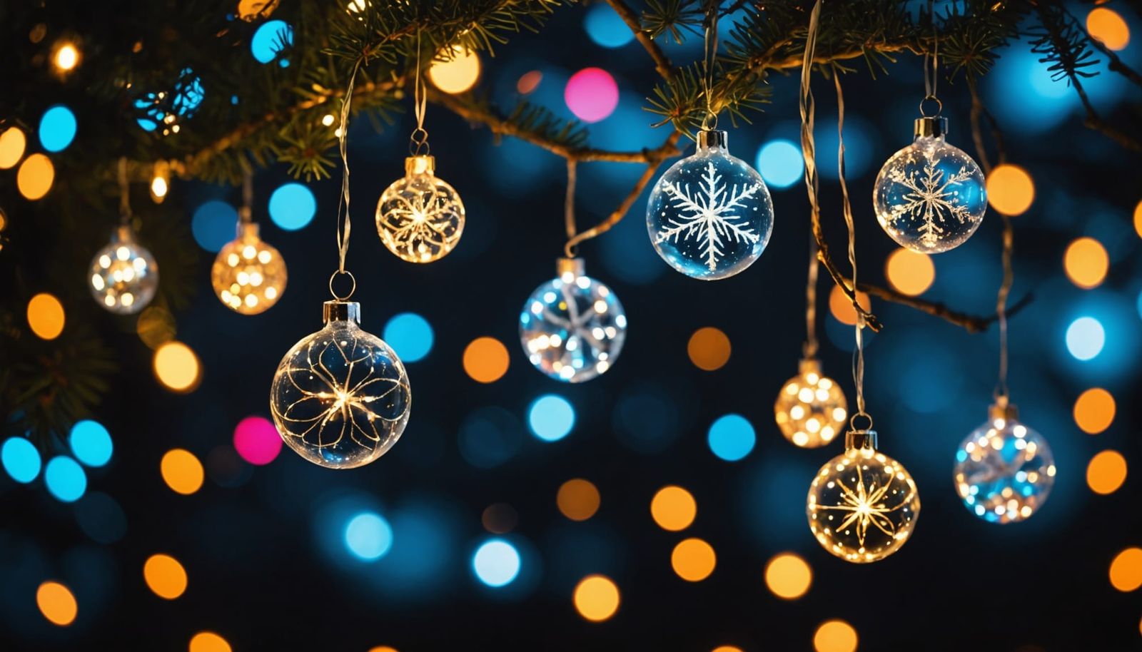 Winter Wonderland with Glowing Lights and Snowflakes