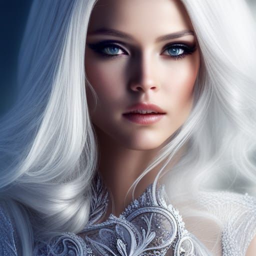 Beautiful Snow Princess in Silver Dress