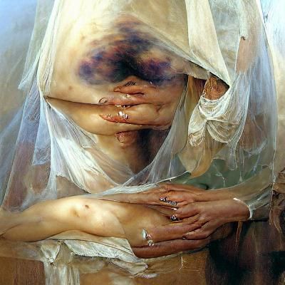 Bruises Veiled: Oil Painting in Classical Style