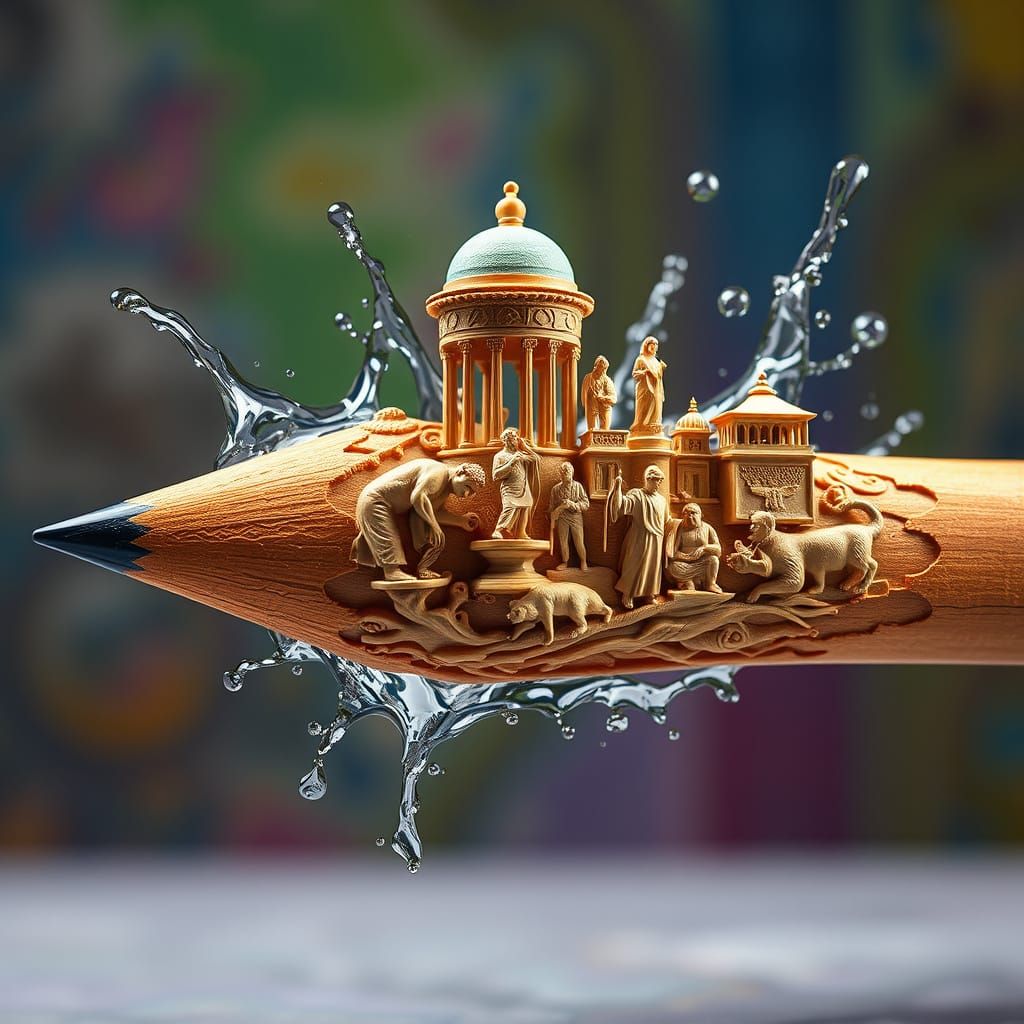 Miniature Human Figures in Hyperrealistic Wood Pencil Sculpt...