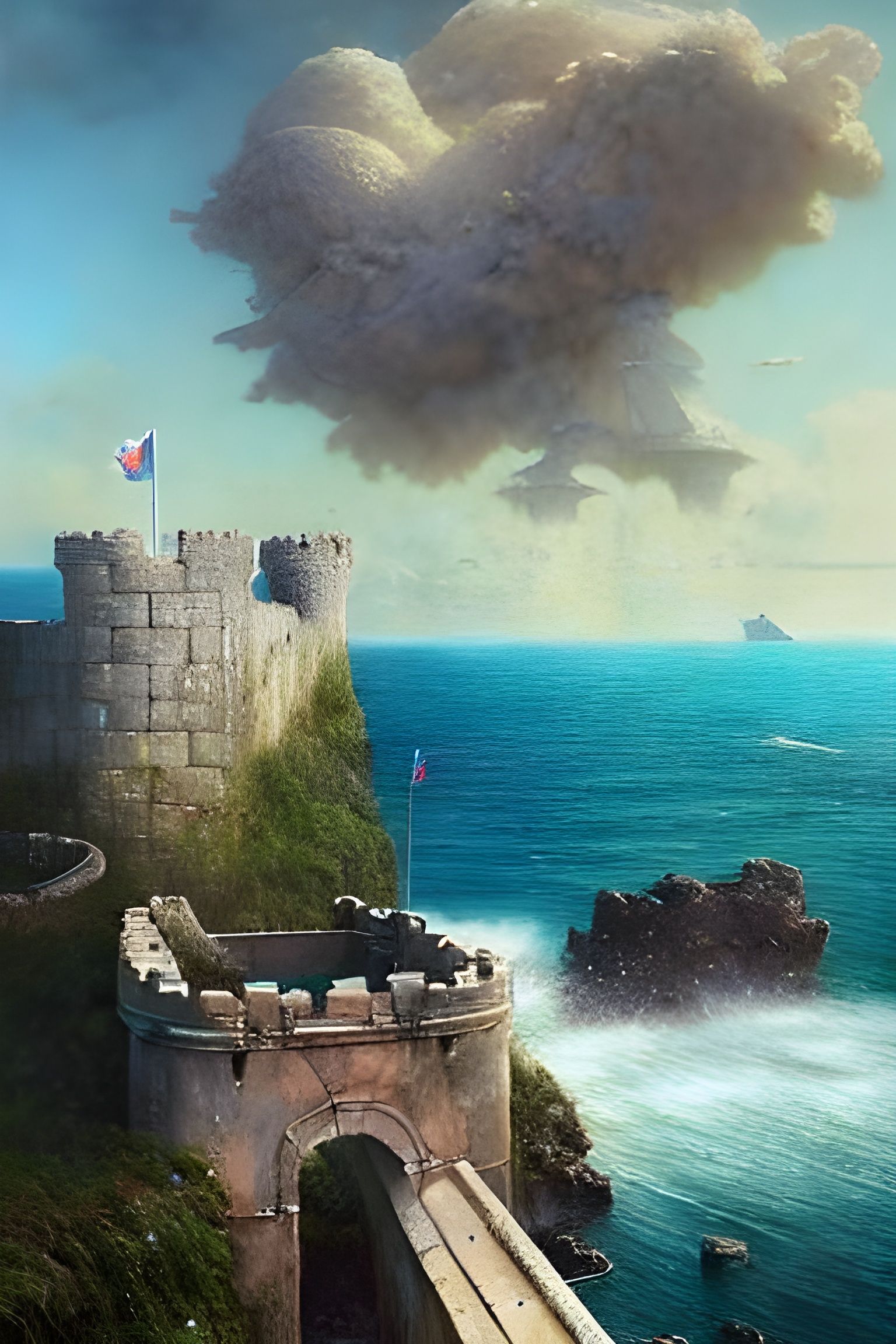 Castle Overlooking the Sea: Digital Art