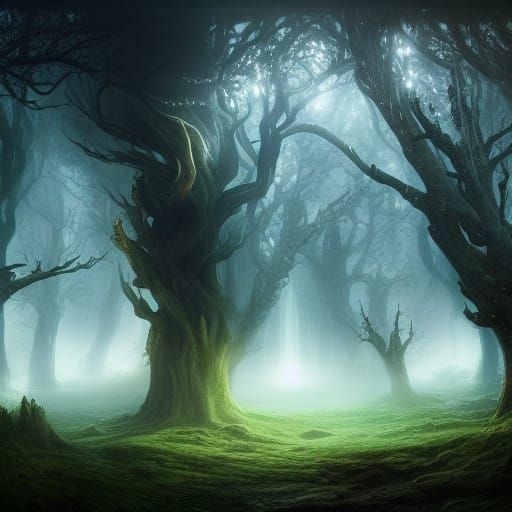 Ethereal Feywild Landscape with Glowing Witchlight